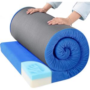 BALAPET Memory Foam Camping Mattress for Outdoor Sleeping, Porable 3" Thickness Roll Up Camping Mattress Pad Mat for Travel Truck Bed Tent (Small Single-72"x24"x3", Navy Blue)