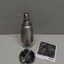 Gaussra Soap Dispenser with Coaster and Stickers, Brushed Nickel Stainless Steel Case Glass Liner Hand Pump Dispenser, Refillable Liquid Hand Soap Dispenser for Bathroom & Kitchen (11OZ / 320ML)