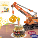 DTESL 3D Greeting Pop Up 5th Birthday Card with light and music, Crane Truck card For Boy, Nephew, Grandson, Son, Toddler, with Envelope, Message Card  Open it play: plays hit song 'Happy Birthday'