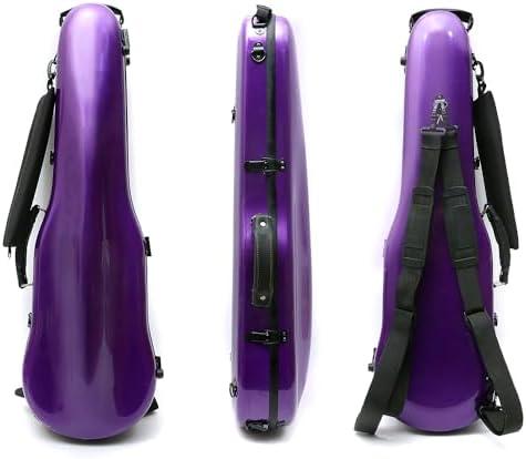 Vetimobato Dazzling Hard Shell Violin Case 4/4 Full Size Strong Light Carbon Fiber Violin Box Cello style Shaped Flight Case with Straps Travel Violin Case (Violet) 1 Pc