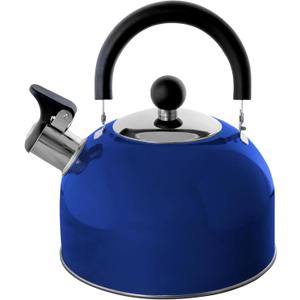 Lily's Home 2 Quart Stainless Steel Whistling Tea Kettle, the Perfect Stovetop Tea and Water Boilers for Your Home, Dorm, Condo or Apartment. (Blue)