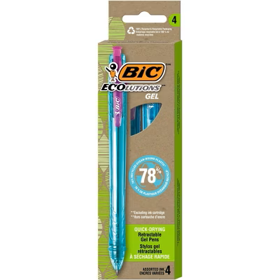 BiC ECOLUTIONS RETRACTABLE BALL PENS 4PK