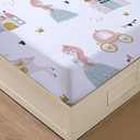 MUSOLEI Princess Fitted Sheet Set Cute Girl Castle Sheet Girl Bed Sheets Girls Teens Kids Bedding Set 1 Deep Pocket Fitted Sheet with Pillowcases Microfiber (Princess, Full)
