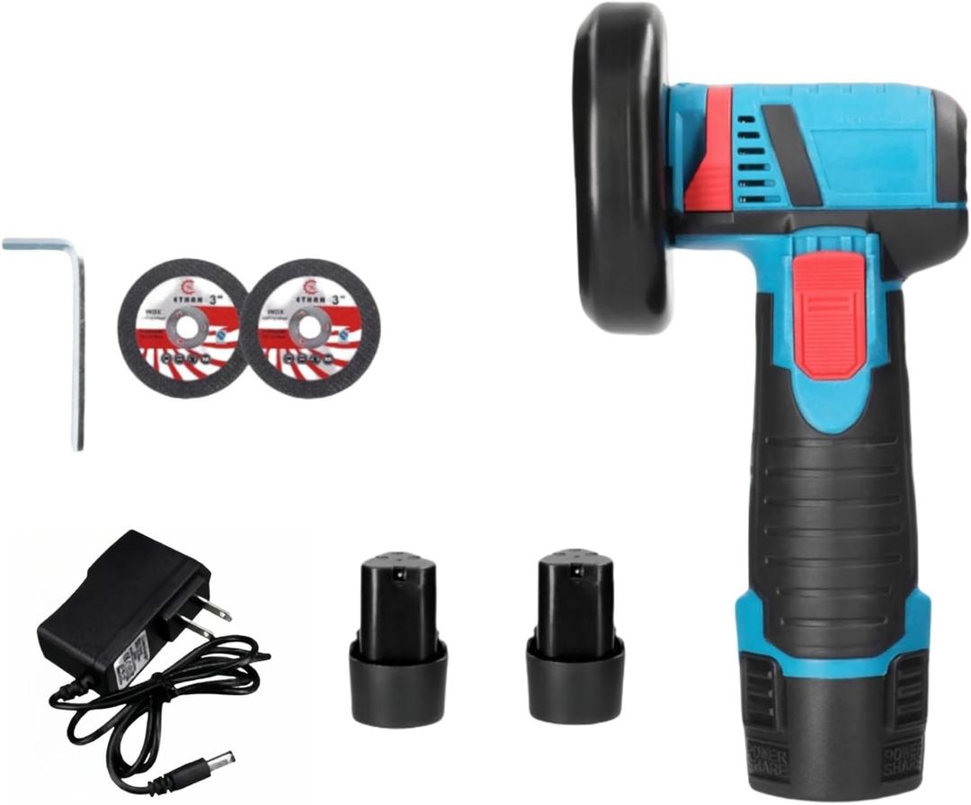 ThreeH Cordless Angle Grinder 12V Electric Grinder Power Tools Handheld Polishing Motor with 2 Batteries,3Inch Disc for Pipe Thin Steel Wood Cutting