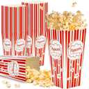 MAQIHAN 50 Popcorn Boxes Easy Assembly - 46oz Square Popcorn Bowls Square Buckets Containers Tub Paper Cups Holders Disposable Halloween Carnival Christmas Movie Night Party Individual Servings