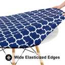 Smiry Round Picnic Tablecloth, Waterproof Elastic Fitted Table Covers for 57" - 68" Tables, Wipeable Flannel Backed Vinyl Tablecloths for Camping, Indoor, Outdoor, Navy & White