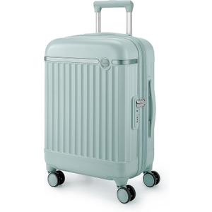 BAGSMART Carry On Luggage 22x14x9 Airline Approved with Spinner Wheels, Travel TSA Approved 100% PC Hard Shell Suitcases, 20 Inch Expandable Luggage with TSA Lock, Dark Sea Green