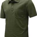 Rdruko Men's Polo Shirts Short Sleeve Quick Dry Outdoor Golf Sports Shirts with Pocket (4X-Large, 01 N-army Green)