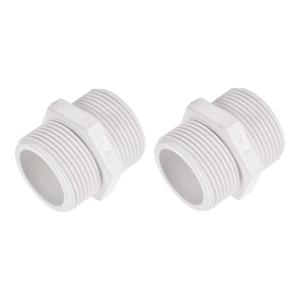 uxcell Pipe Fitting, G1-1/4 Male Thread, Hex Nipple Tube Adaptor Connector Hose Connector, for Water Tanks, PVC Plastic, White, Pack of 2