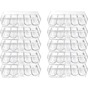 Poker Chip Holder Tray Racks- 10Pack Clear Acrylic Chips Rack Case With Cover Poker Table Accessories