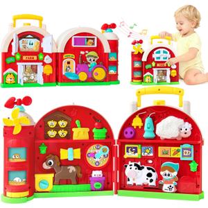 Toddler Toys for 1-2 Year Old Boys & Girls, Farm Barn Montessori Busy Board, Early Educational Toy for Kids 1-3, Motor Skills Developmental Toy for 12-18 Month, Christmas Birthday Gift for Aged 1+