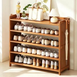 Bamboo Shoe Rack Shoe Cabinet Shelf Storage Organizer Shoe Stand for entryyway, Hallway, Bathroom and Living Room, 5 Tier Brown