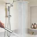 Veken All Metal 10" Shower Head with Handheld, Luxurious Square Double Rain Shower Heads,Power Wash Wand,Dual High Pressure Detachable Rainfall Showerhead with Spray Combo,Extension Arm,Chrome,Sliver