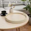 Large Resin Round Decorative Tray, RopeStyle Sandstone Texture, 11.4 Beverage & Serving Tray for Coffee Table Decor (Beige)