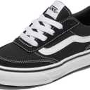 Vans Kids' Brooklyn LS Low-Top Sneakers (2 Little Kid, Suede/Canvas Black/White)