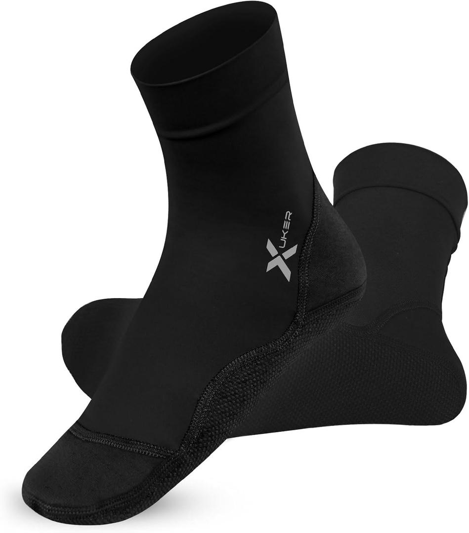 XUKER Water Socks Quick Dry Swim Dive Sand Proof Socks for Beach Volleyball Sand Soccer (Small, Black)