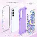 for Galaxy A35/A55 5G Case,3 in 1 Oil Painting Flower Pattern Heavy Duty Shockproof Protection Silicone Rubber Bumper+Hard Plastic Protective Cover for Samsung A35/A55 6.6",Purple/Yellow