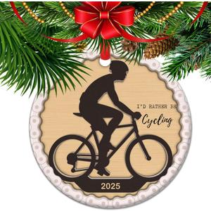 I'd Rather Be Cycling - Gone Cycling Ceramic Hanging Ornament - Cross Country, Cycling Christmas Ornament 2025, Cycling Home Decor (C10)