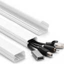 39in Cord Covers for Wires on Wall, YCLYC Wall Cord Cover, Large TV Cable Hider Wall Kit, White TV Cord Hider for Wall Mounted TV, Electrical Cable Raceway Cord Organizer, 3 X L13in W1.2 H0.7