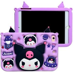 Cartoon Case for iPad 10.2"，MONEHOYSY Cute Soft Silicone Kickstand [Drop Proof, Shock Proof, Anti Slip] Back Stand Cover Case for Kids Children Teens Girls Boys (Kurom-1)