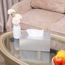 PEMAR Rectangular Lacquer Tissue Box, Handmade Rectangle Tissue Holder Decorative Napkin Dispenser Organizer Rustic Farmhouse Vintage Decor (Silver)