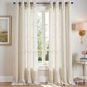 jinchan 108 Inch Curtains for Living Room Bedroom Semi Sheer Linen Curtains Light Glare Filtering Extra Long Beige Drapes for Dining Room Doorway Farmhouse Office, Wide 50" by Long 108", 2 Panels