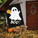 7 x Jxuane Halloween Garden Flag, 12x18" Double Sided Pumpkin Ghost Boo Flag, Black and Orange, 1 Pack