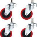 4 Pack Heavy-Duty 2.5" Swivel Caster Wheel Creeper Service Cart Stool Post Mount (Red)