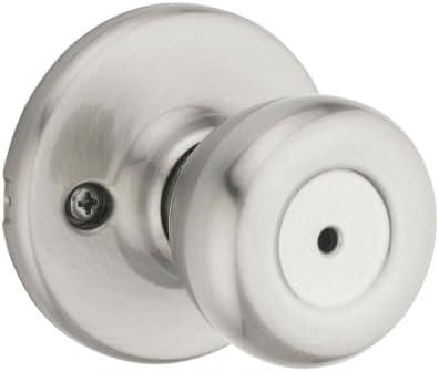 Kwikset Tylo Interior Privacy Door Knob with Lock, Door Handle For Bathroom and Bedroom, Satin Nickel Keyless Turn Lock Doorknob, with Microban Protection
