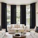 MIULEE Black Linen Curtains 90 Inch Long 4 Panels Light Filtering Window Drapes with Rod Pocket Back Tab for Living Room Bedroom Farmhouse Decor 42" W x 90" L Inches