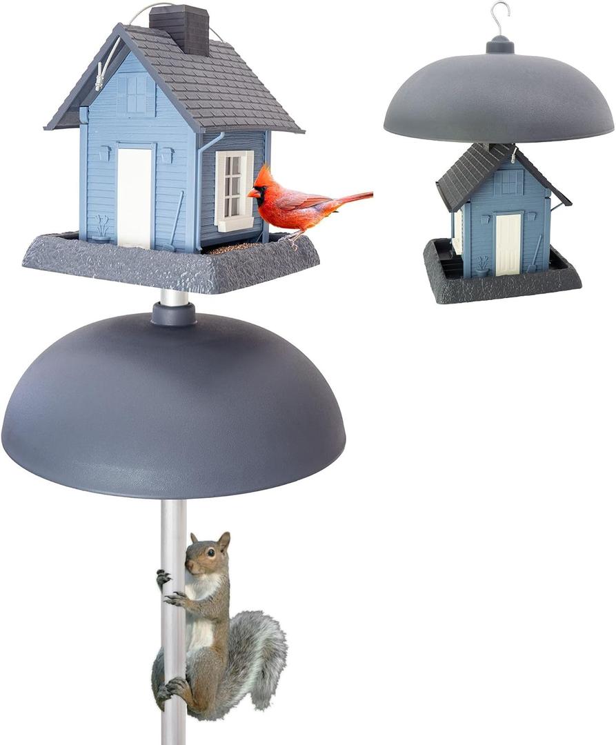 North States - Two-Way Squirrel Baffle: Squirrel Guard for Bird Feeders; Protects Hanging or Pole Mounted Birdfeeders - Gray