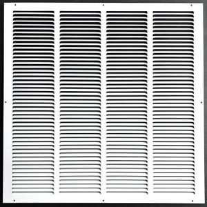 Fits 24x24 Duct Opening Stamped Steel Return Air Grille Vent Cover Grille for Sidewall and Ceiling in White Surface Dimensions: 25.75" W X 25.75" H (24" W x 24" H Duct Opening)