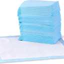 Amazon Basics Leak-Proof Dog and Puppy Potty Training Pee Pads with Quick-Dry 5-Layer Super Absorbent Design for Housebreaking, Regular Size 22x22", Blue & White, 150 Count