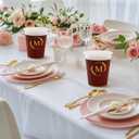 100 Monogrammed Cups Disposable Initial Plastic Cup 12 oz Wedding Personalized Cup for Wedding Reception Baby Shower Birthday Party(Letter C)