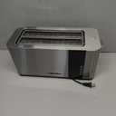 Mueller UltraToast Full Stainless Steel Toaster 4 Slice, Long Extra-Wide Slots for Bagels and Waffles, 6 Browning Levels, LED Display, Cancel/Defrost/Reheat Functions & Removable Tray, Kitchen Gadgets