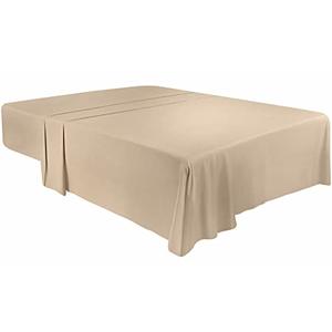 Utopia Bedding Flat Sheet - Soft Brushed Microfiber Fabric - Shrinkage & Fade Resistant Top Sheet - Easy Care - 1 Flat Sheet Only (King, Beige)
