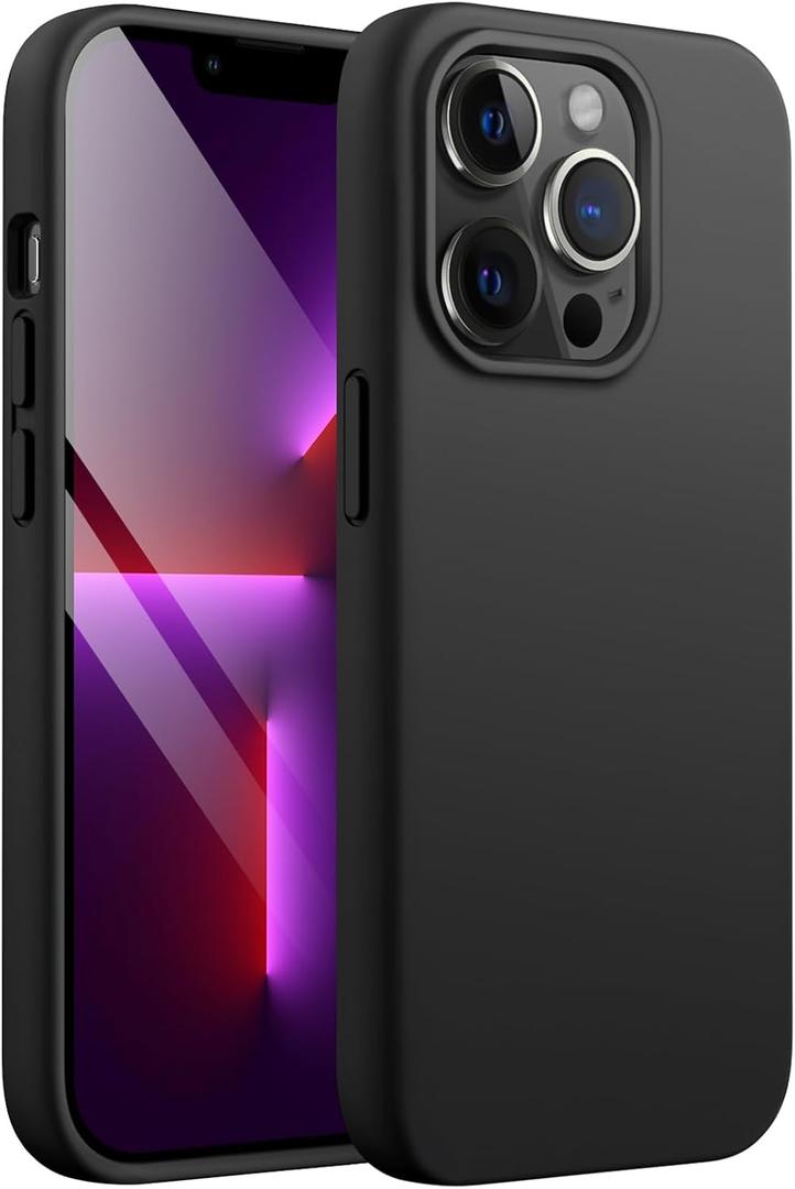 Silicone Case for iPhone 13 Pro Max 6.7-Inch, Silky-Soft Touch Full-Body Protective Phone Case, Shockproof Cover with Microfiber Lining (Black)