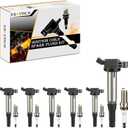 Pack 6 UF487 Ignition Coil & Spark Plug - Compatible with Lexus Lotus Toyota - ES350 RX350 RX450H Evora Avalon Camry Highlander Rav4 Sienna Venza - 3.5L V6 - Replaces # 90919-02255 C1601 (Set of 6)