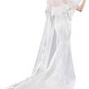 EllieHouse Chapel Length 2 Tier Sequin Lace Wedding Bridal Veil For Bride E74 (White)