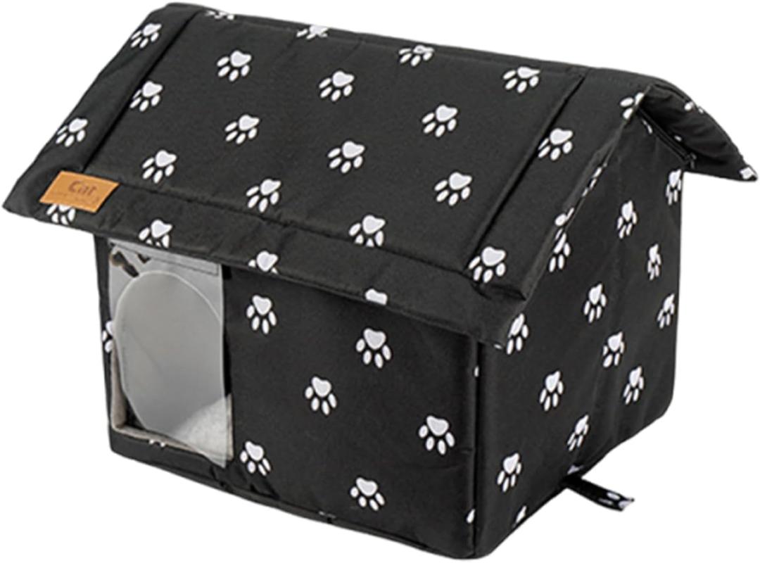 Weatherproof & Insulated Outdoor Cat House, Winter Outside Pet Shelter, Windproof Stray Cat Shelter for Garden Patio Porch Balcony Garages