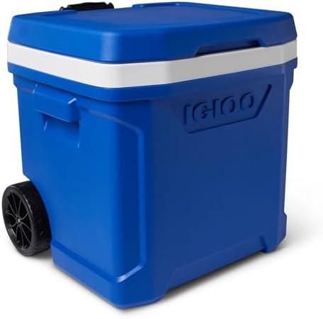 Igloo Cooler with Wheels, Profile II 28 Qt Hard Sided Ice Chest - Portable Insulated Container with Leak-Proof Design for Outdoor Use