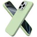 ORNARTO Compatible with iPhone 16 Pro Case 6.3", Slim Liquid Silicone 3 Layers Soft Gel Rubber Shockproof Protective Cover with Anti-Scratch Microfiber Lining-Matcha