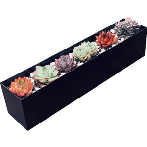 Modern Metal Steel Trough Planter - Rectangle Black Planters for Indoor - 16" Window Sill Planters - Table or Window Boxes Planter - Windowsill Herb(1pc Short Black)