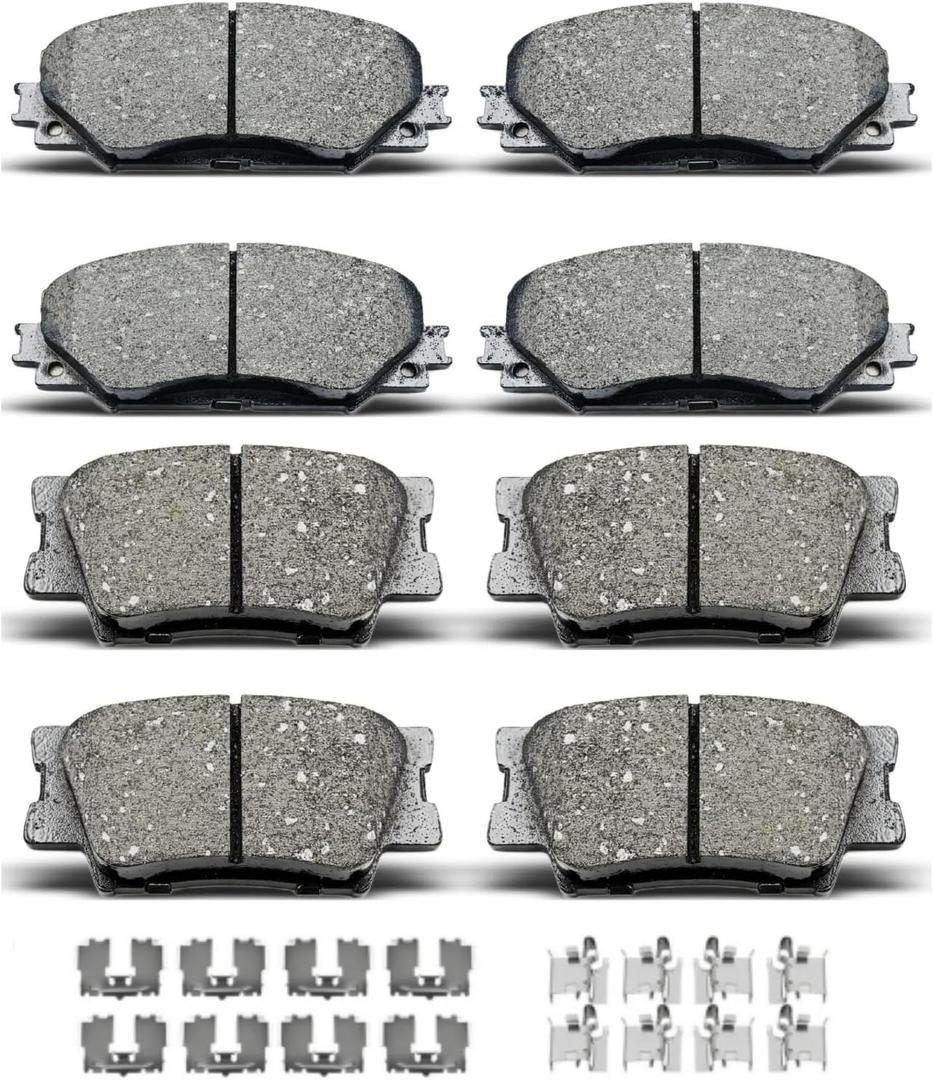 D1210 D1212 8pcs Ceramic Front Rear Brake Pads With Clips Fit For 2010-2012 For Lexus HS250h,2006-2018 For Toyota RAV4