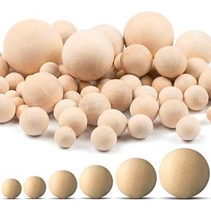 Kuosbiu 15 PCS Wood Ball Unfinished Wood Craft Balls Design, Unfinished Round Wooden Balls for DIY Craft Projects Jewelry Making Art