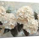 Large Hydrangea Canvas Wall Art Texture White Flower Plant painting Decor Pictures Botanical Floral Posters Prints for Living Room Classroom Bedroom office corridor Decoration, 48"L x 24"W