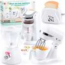 Kids Toy Kitchen Sets, Play Kitchen Accessories for Kids Ages 4-8 3-5, Kitchen Appliance Toys, Blender, Coffee Maker Machine, Mixer, Toaster, Pretend Play Toys for 4 Year Old Girls Toddlers, White