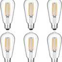 Vintage LED Edison Bulbs 6W, Equivalent 60W Incandescent, Warm White 2700K, ST58 Antique LED Filament Bulbs with 90+ CRI, E26 Medium Base,Dimmable, Clear Glass, Pack of 6
