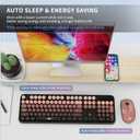 6 x FD Wireless Keyboard and Mouse Combo - 2.4G Full-Sized Cute Colorful Mouse and Keyboard with 104 Round Keys Retro Typewriter Keyboard for Laptop/Windows/PC - Black Gradient