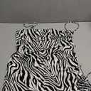 SOLY HUX Women's Zebra Striped Halter Mini Dress Sleeveless Drawstring Split Asymmetrical Hem Bodycon Dresses Size L